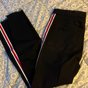 Zara black jeans with striping detail